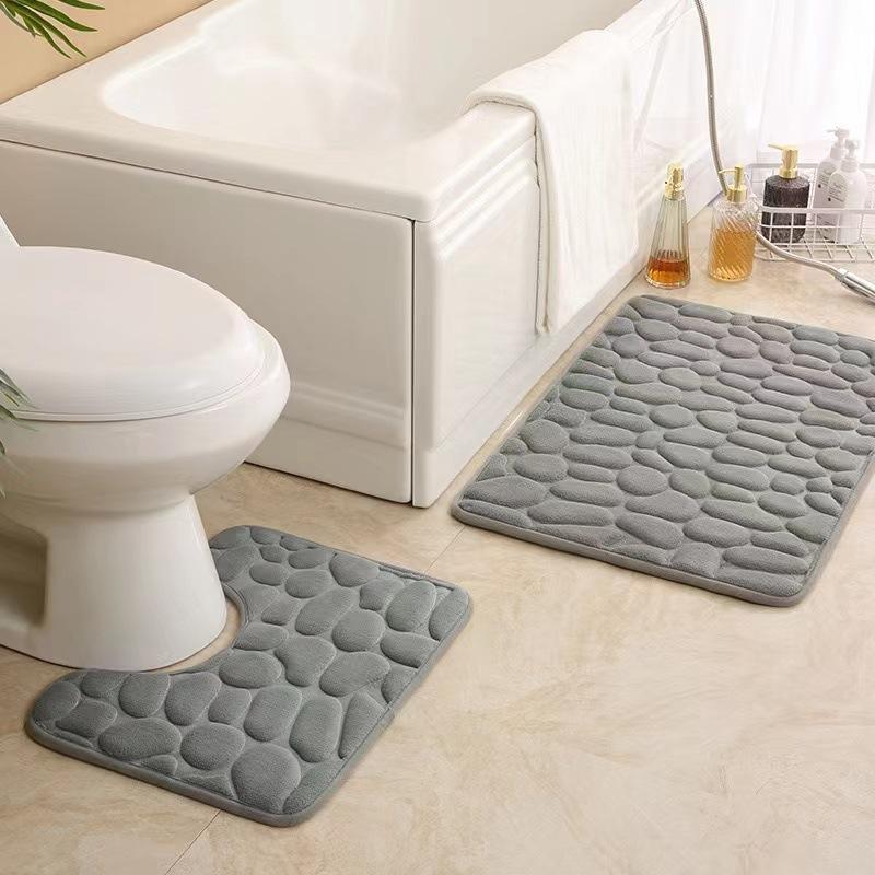 Home Toilet Bathroom Design - 1/2 Set Keset Kamar Mandi Abu-abu