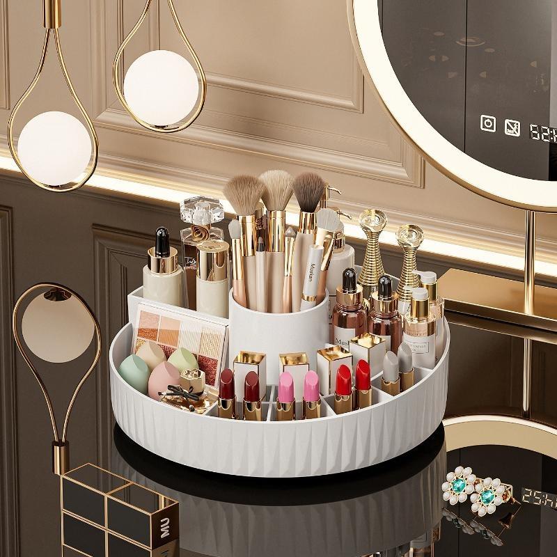 Home Bathroom Vanity - Kotak Penyimpanan Kosmetik Multi-kompartemen Berputar Kapasitas