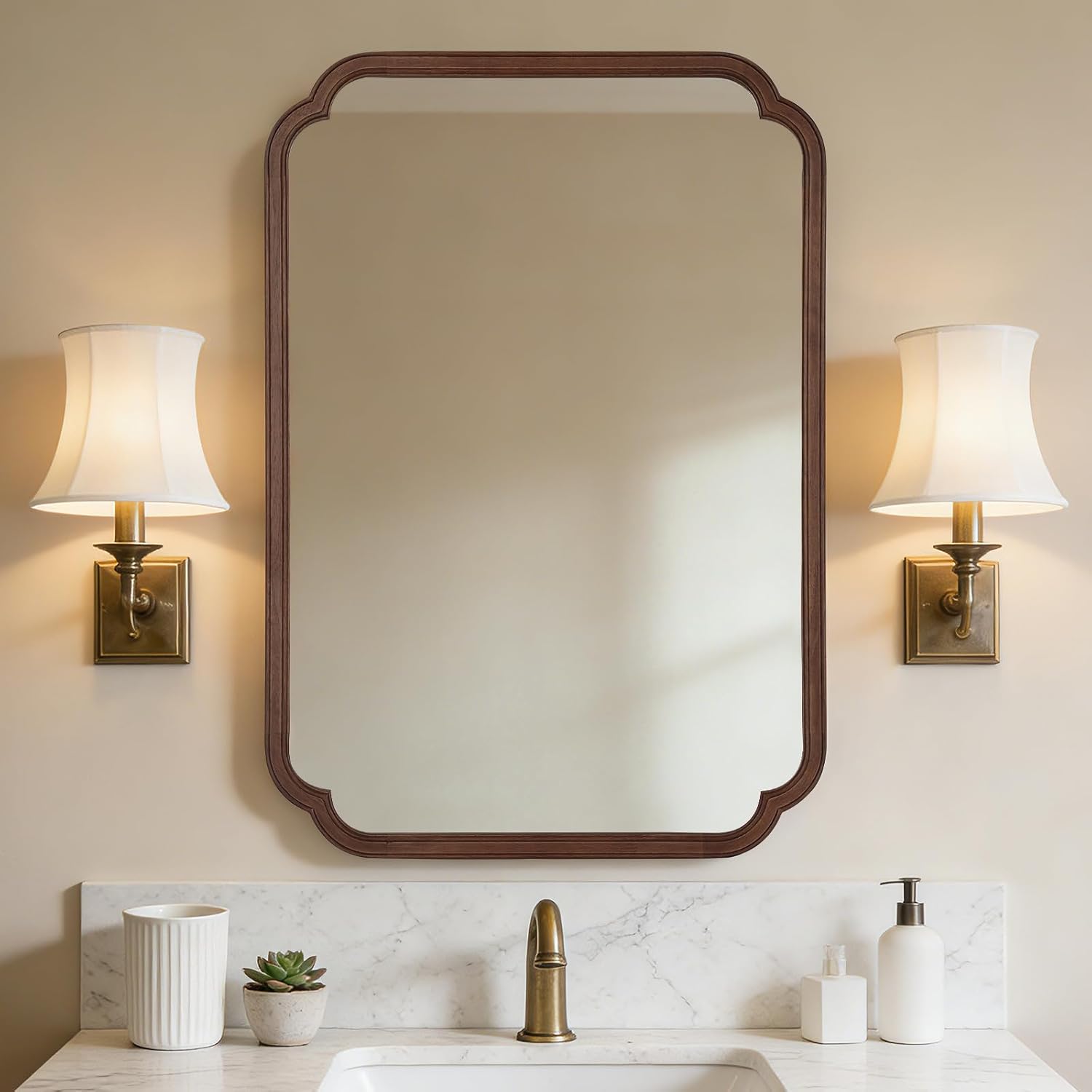 Home Living Bathroom Vanity - Cermin Kamar Mandi Kayu 28