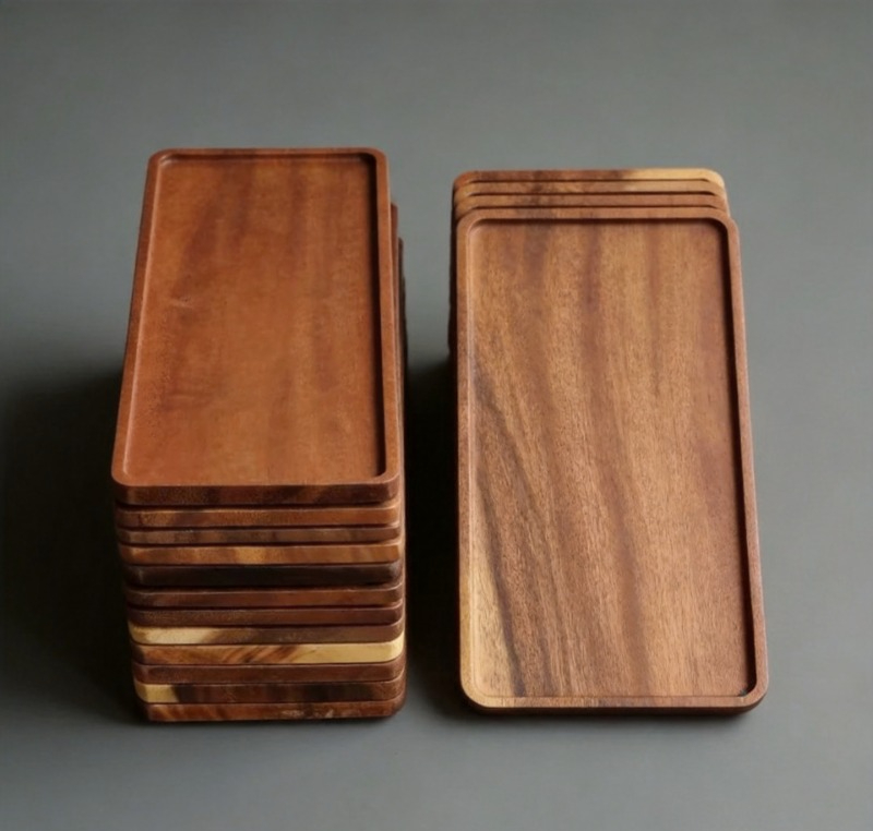 Home Bathroom Vanity - Nampan Sajian Persegi Panjang Kayu Alami