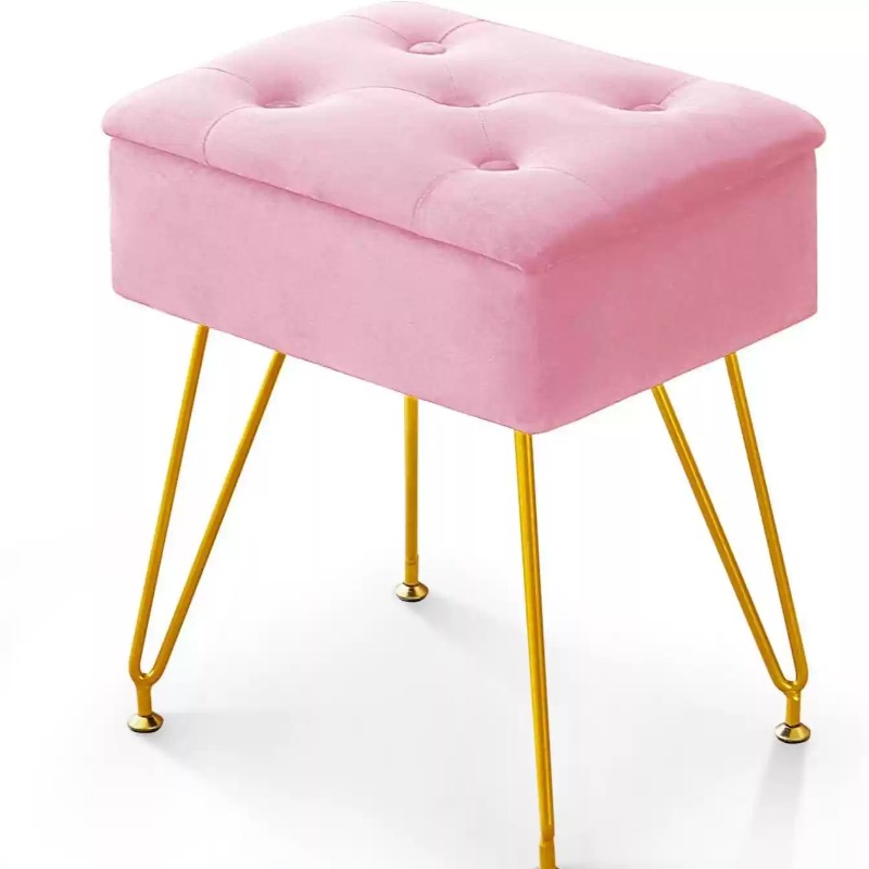 Home Living Bathroom Vanity - Kursi Ottoman Modern dengan Penyimpanan, Kursi