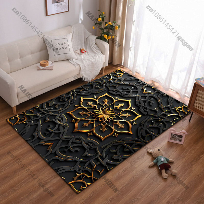 Home Toilet Bathroom Design - Karpet desain bunga emas yang elegan