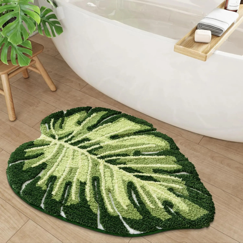 Zara Home Bathroom Mat - VIKAMA Keset Kamar Mandi Daun Hijau