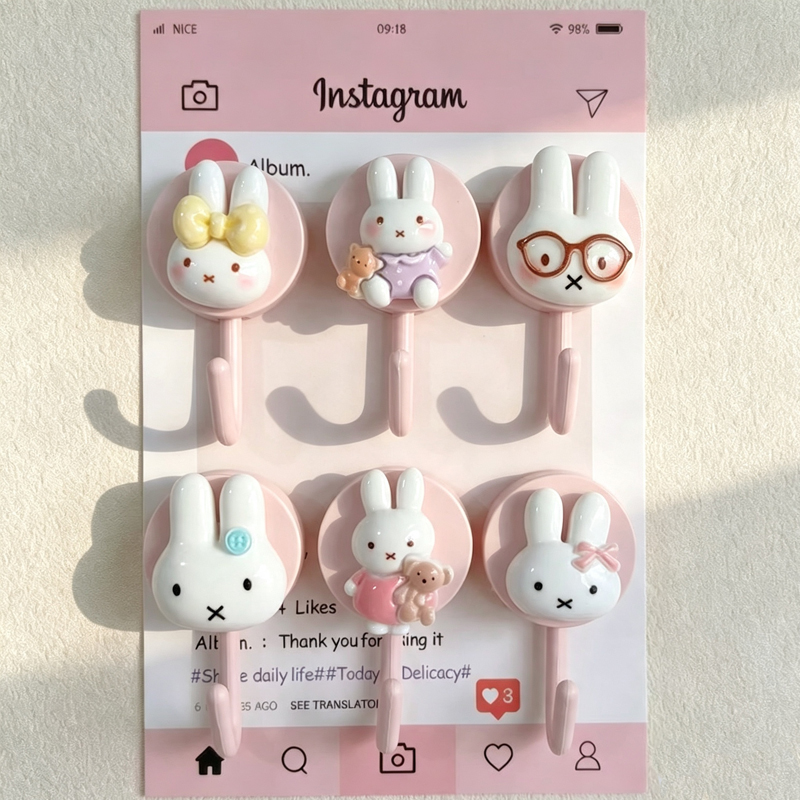 Home Edit Bathroom Organizer - Gantungan Dinding Miffy Lucu Tanpa Lubang,