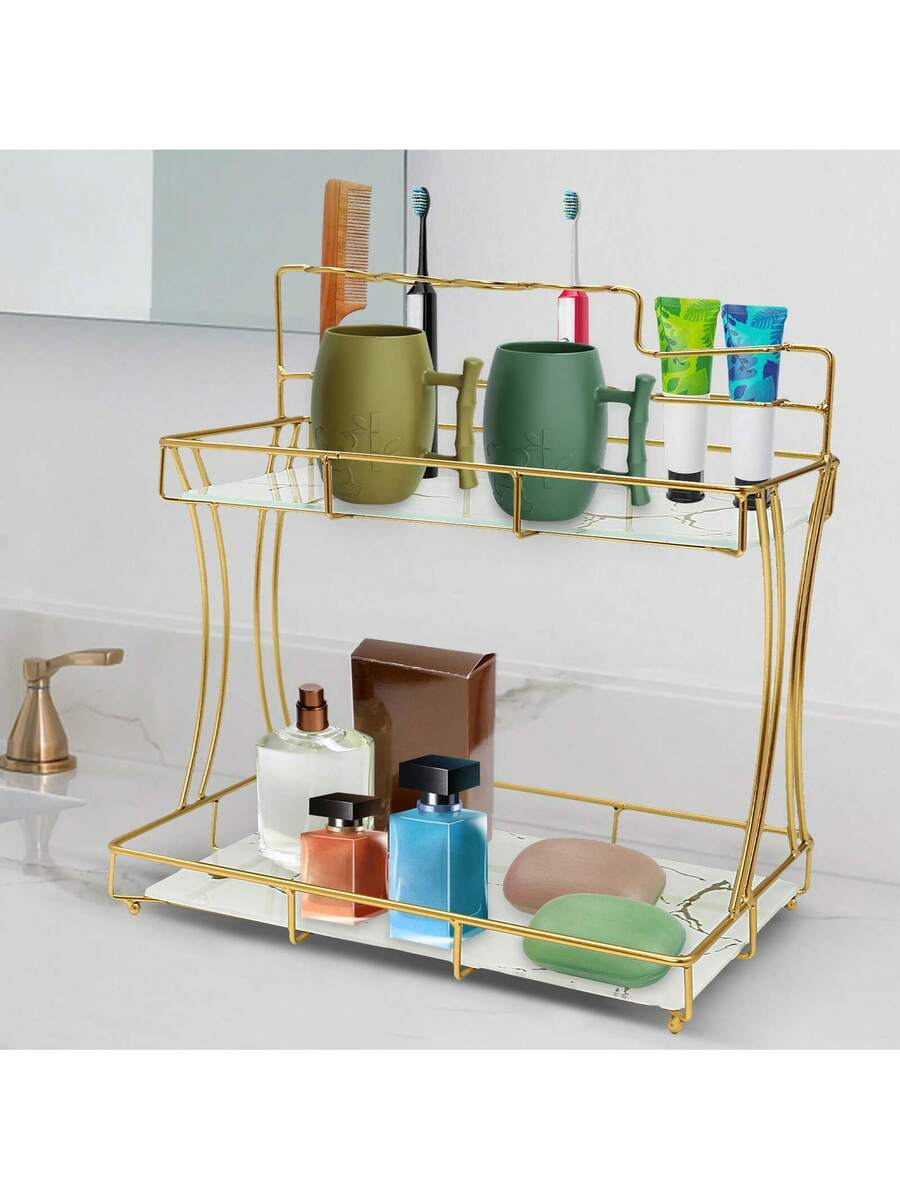 Home Living Bathroom Vanity - RAINAUT GDRASUYA10 Rak Makeup 2-Tingkat, Organizer