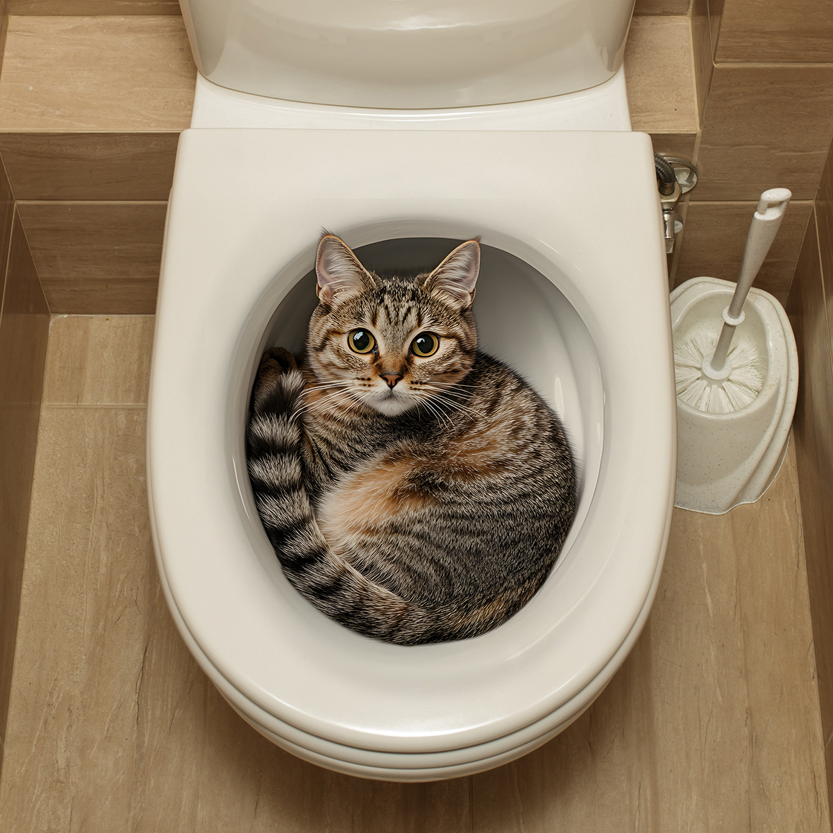 Home Center Bathroom Accessories - Stiker Toilet Kucing Lucu 3D Stiker